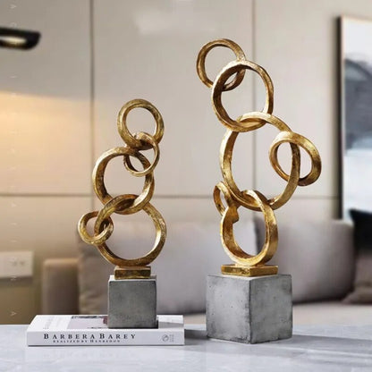 Homio Decor Decorative Accessories Abstract Golden Rings Sculpture