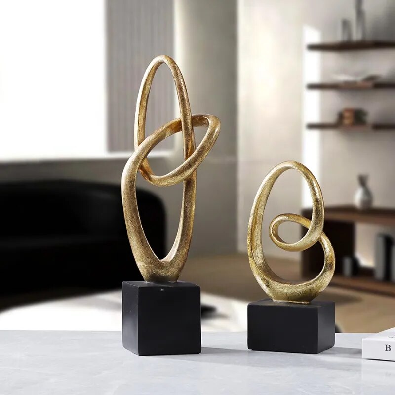 Homio Decor Decorative Accessories Abstract Golden Rings Sculpture