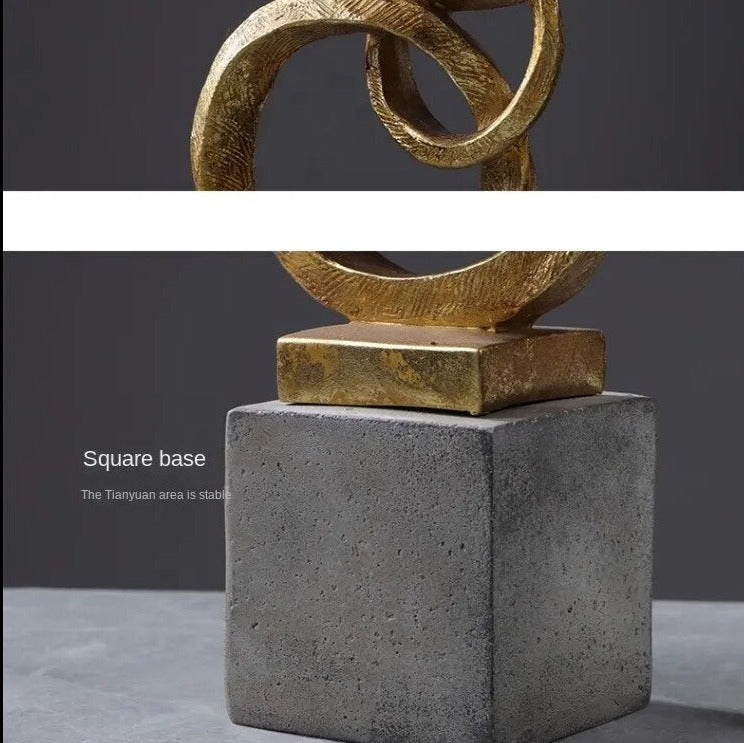 Homio Decor Decorative Accessories Abstract Golden Rings Sculpture