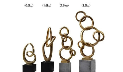 Homio Decor Decorative Accessories Abstract Golden Rings Sculpture