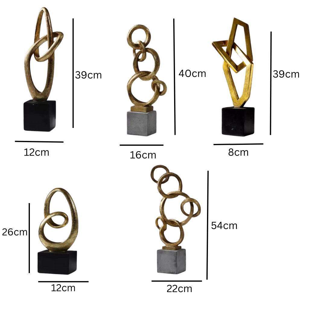 Homio Decor Decorative Accessories Abstract Golden Rings Sculpture