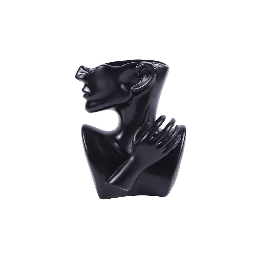 Homio Decor Decorative Accessories Black / 25cm Half Human Face Vase
