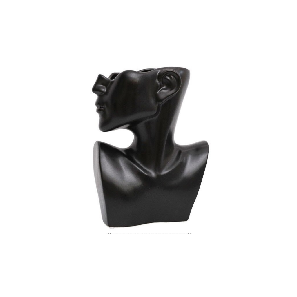 Homio Decor Decorative Accessories Black / 27.5cm Half Human Face Vase