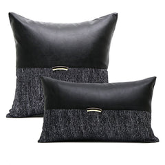 Homio Decor Decorative Accessories Black Leather Cushion Cover