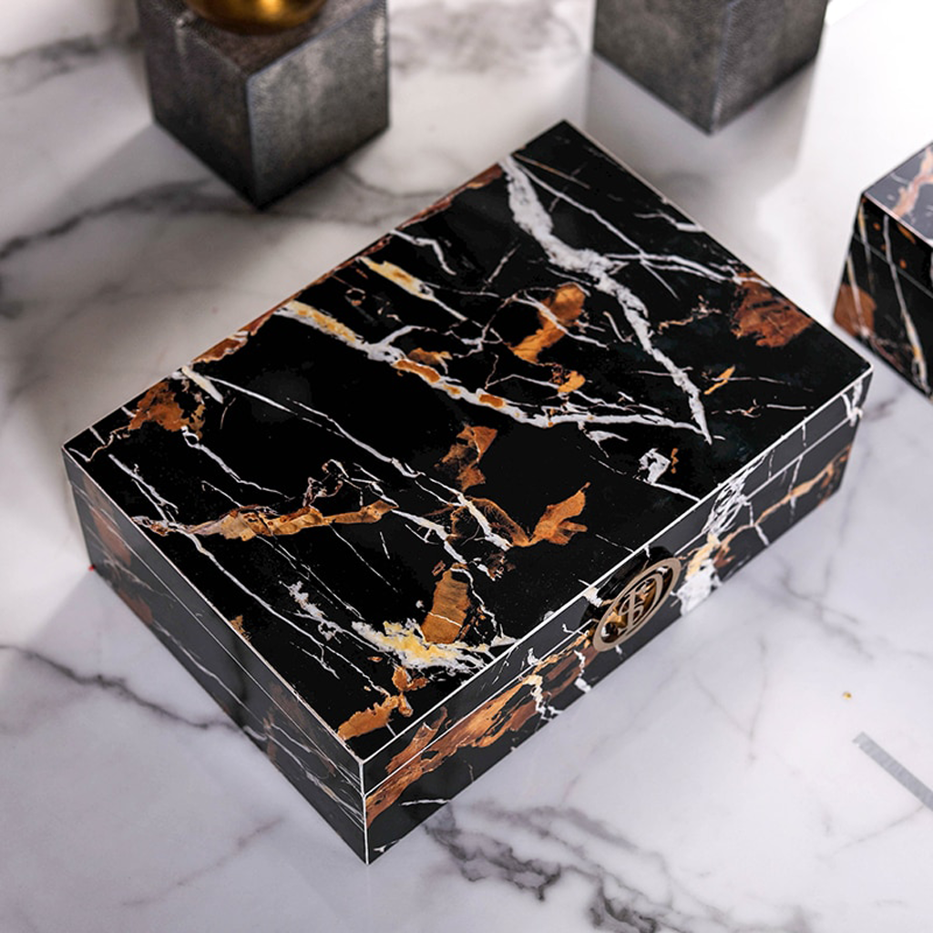 Homio Decor Decorative Accessories Black Marble Decorative Storage Box