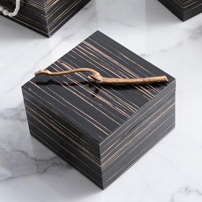 Homio Decor Decorative Accessories Black Wood Decorative Storage Box