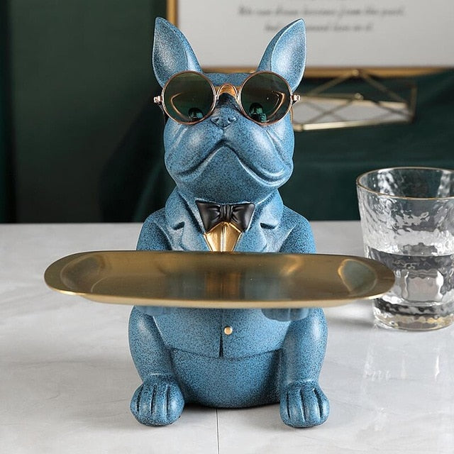 Homio Decor Decorative Accessories Blue Cool Bulldog Statue