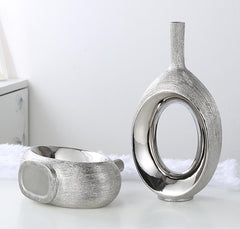 Homio Decor Decorative Accessories Creative Silver Vase Set