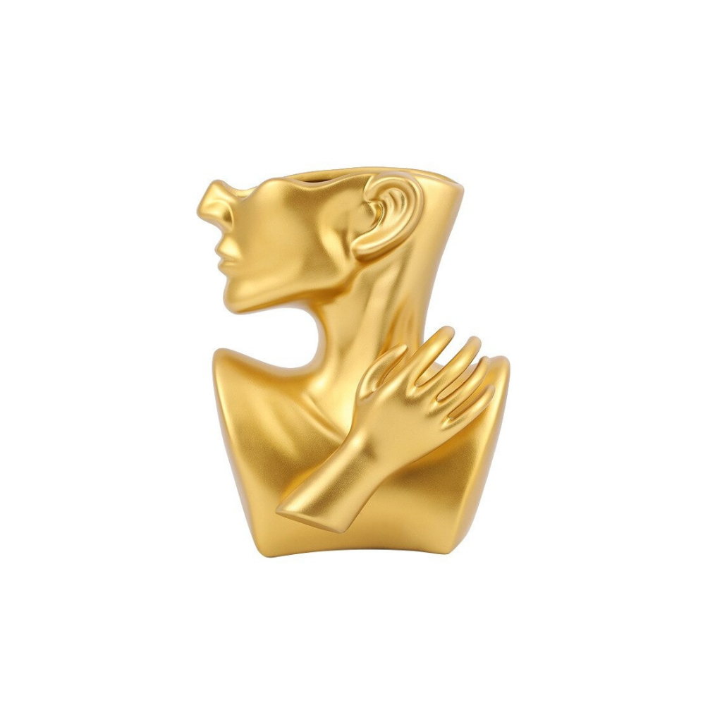 Homio Decor Decorative Accessories Gold / 25cm Half Human Face Vase