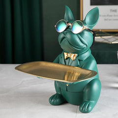 Homio Decor Decorative Accessories Green Cool Bulldog Statue