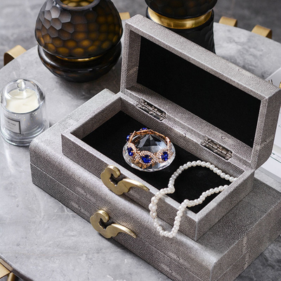 Homio Decor Decorative Accessories Grey Leather Jewelry Box