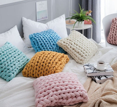 Homio Decor Decorative Accessories Handmade Chunky Knitted Pillow Cover