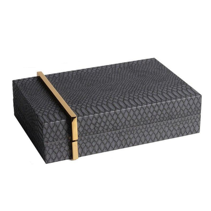 Homio Decor Decorative Accessories Large Luxury Grey Leather Jewelry Box