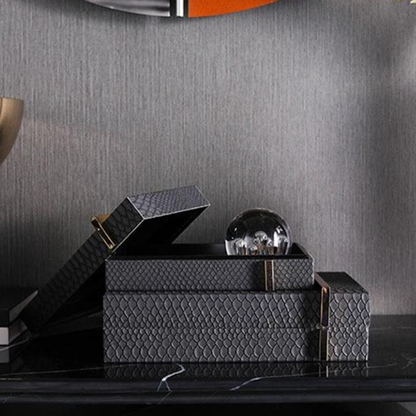 Homio Decor Decorative Accessories Luxury Grey Leather Jewelry Box
