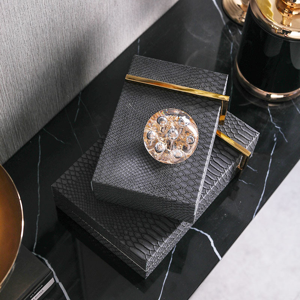 Homio Decor Decorative Accessories Luxury Grey Leather Jewelry Box