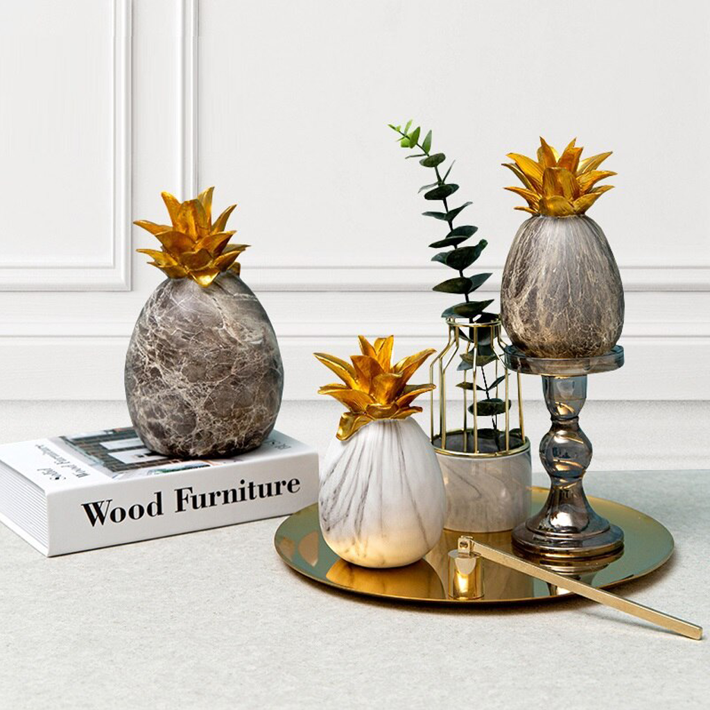 Homio Decor Decorative Accessories Marbling Pineapple Sculpture