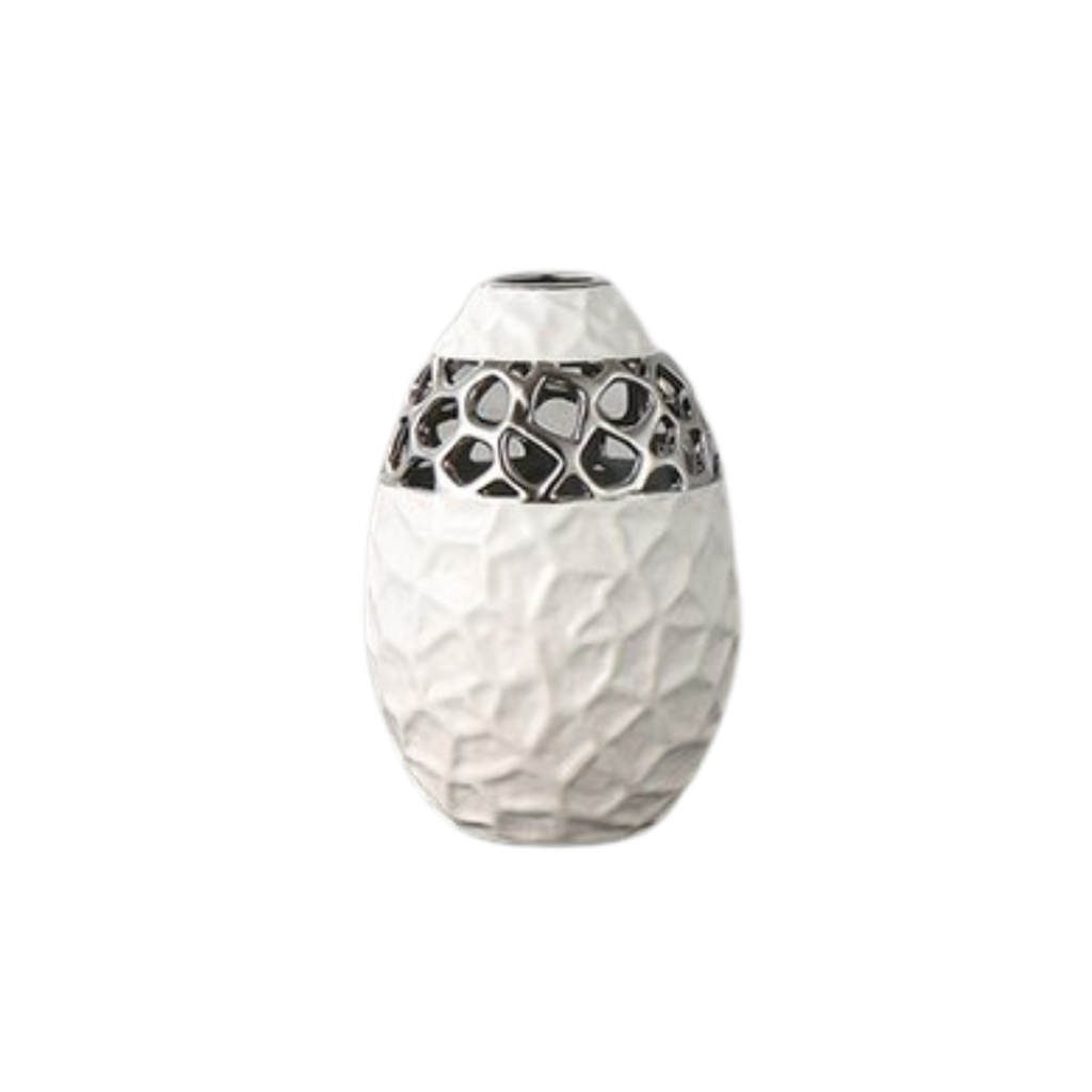 Homio Decor Decorative Accessories Medium White Openwork Pattern Vase