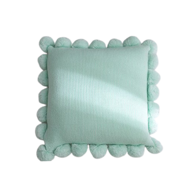 Homio Decor Decorative Accessories Mint Green Knitted Pom Pom Cushion Cover