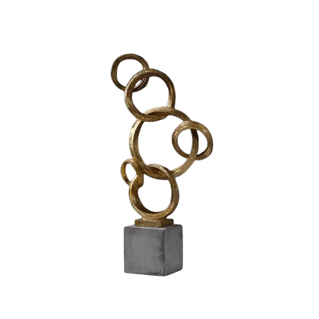 Homio Decor Decorative Accessories Model 5 Abstract Golden Rings Sculpture