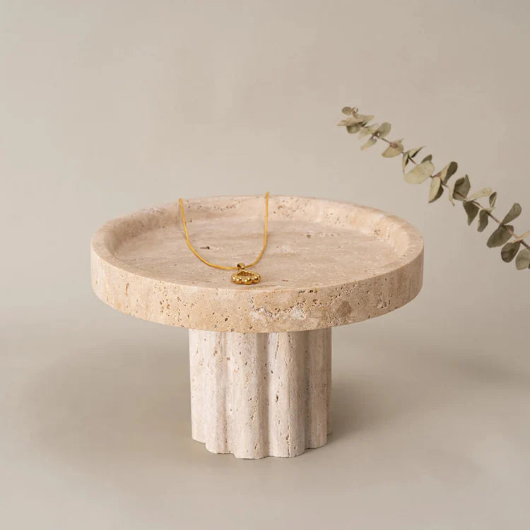 Travertine Tray with Legs | Hand-Carved Stone Accent – Homio Decor Travertine Tray with Legs | Hand-Carved Stone Accent – Homio Decor