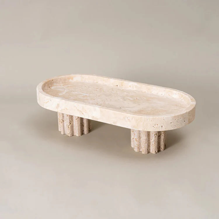 Homio Decor Decorative Accessories Model B Travertine Tray with Legs