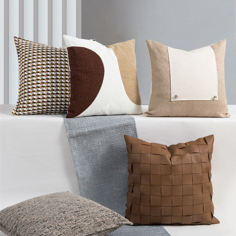 Homio Decor Decorative Accessories Nordic Knitted Leather Pillow Case