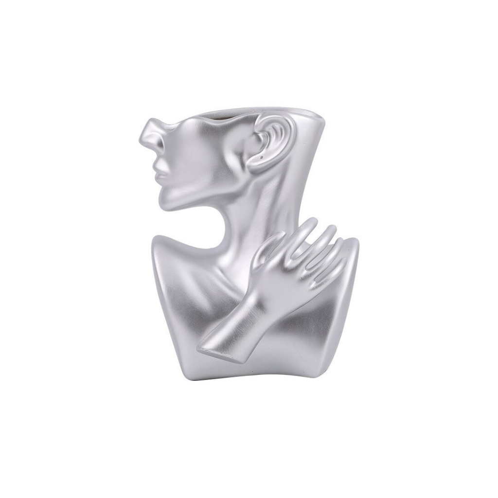 Homio Decor Decorative Accessories Silver / 25cm Half Human Face Vase