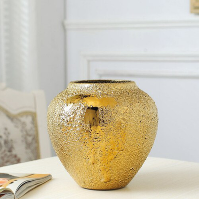 Homio Decor Decorative Accessories Small Golden Platter Vase