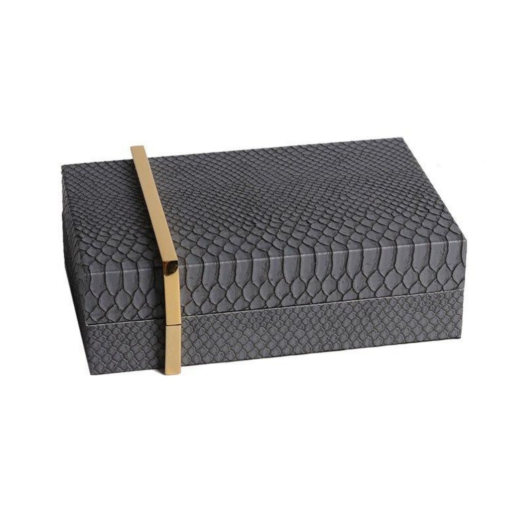 Homio Decor Decorative Accessories Small Luxury Grey Leather Jewelry Box