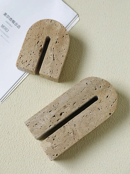 Homio Decor Decorative Accessories Travertine Stone Bookends