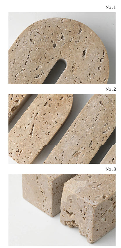 Homio Decor Decorative Accessories Travertine Stone Bookends