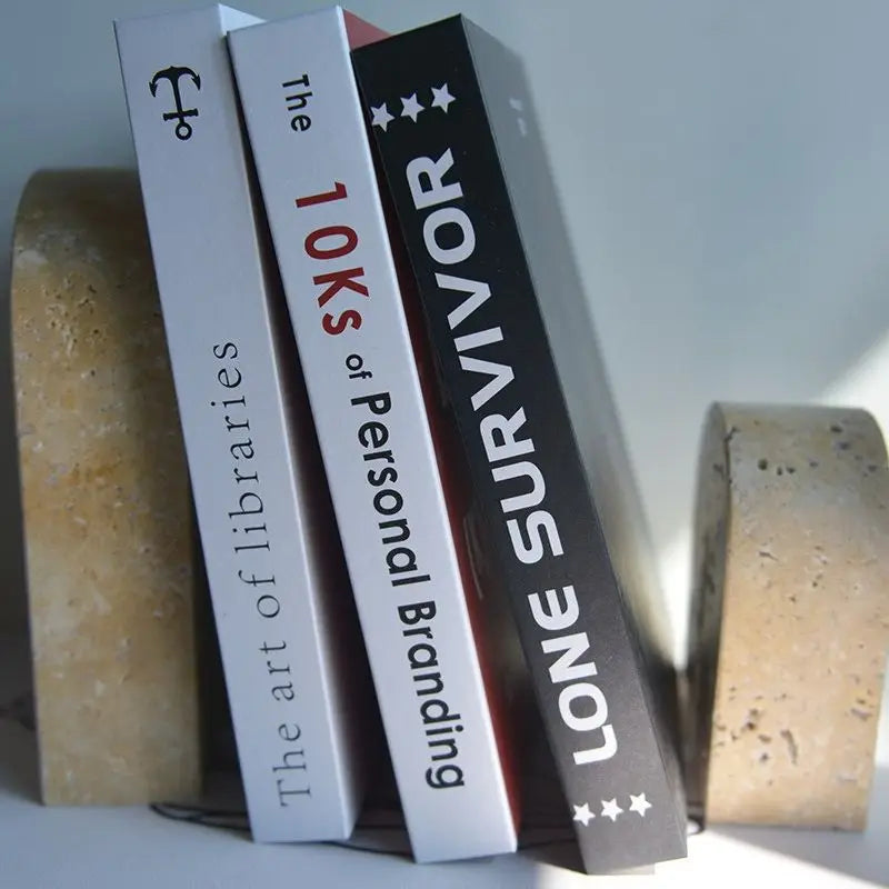 Homio Decor Decorative Accessories Travertine Stone Bookends