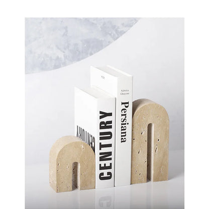 Homio Decor Decorative Accessories Travertine Stone Bookends