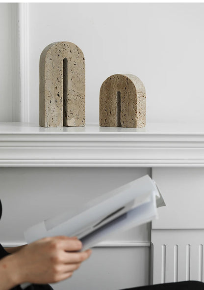Homio Decor Decorative Accessories Travertine Stone Bookends