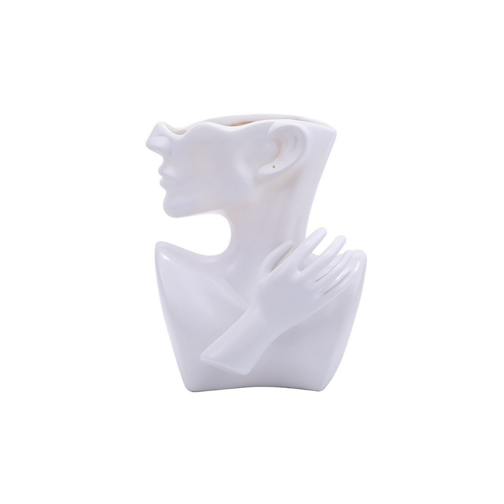 Homio Decor Decorative Accessories White / 25cm Half Human Face Vase