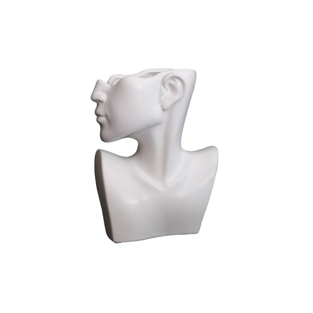 Homio Decor Decorative Accessories White / 27.5cm Half Human Face Vase