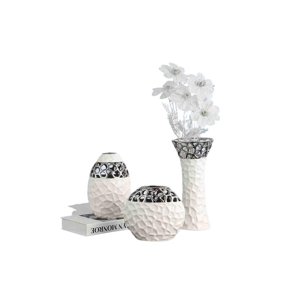 Homio Decor Decorative Accessories White Openwork Pattern Vase