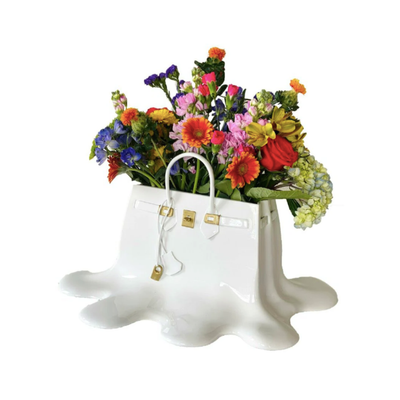 Homio Decor Decorative Accessories White Resin Flowers Bag Sculpture