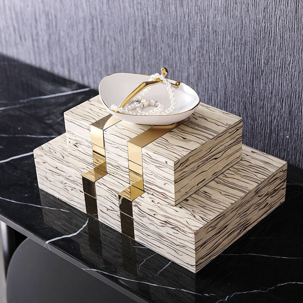 Homio Decor Decorative Accessories Wooden Grain Jewelry Box