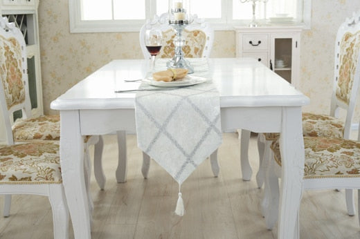 Homio Decor Dining Room Beige / 28x180cm Crossed Design Table Runner