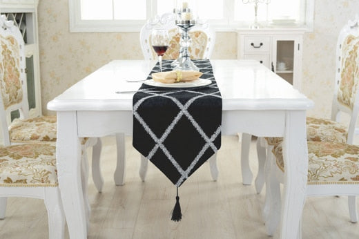 Homio Decor Dining Room Black / 28x180cm Crossed Design Table Runner