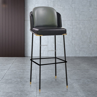 Homio Decor Dining Room Black & Olive / 75cm Luxury Italian Leather Bar Chair