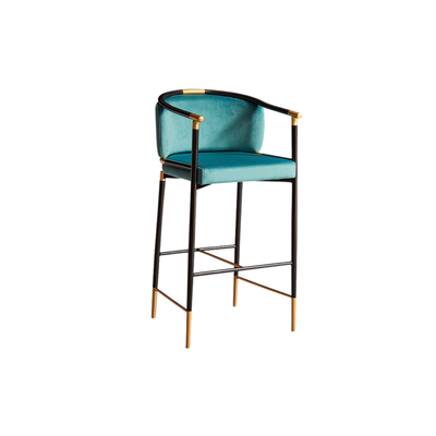 Homio Decor Dining Room Blue / 65cm Black Frame Flannel Bar Chair