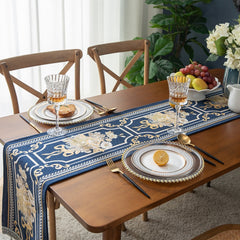 Homio Decor Dining Room Blue Tassel Table Runner