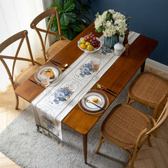 Homio Decor Dining Room Blue Tassel Table Runner