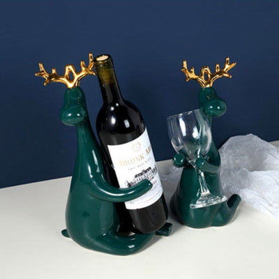 Homio Decor Dining Room Ceramic Deer Bottle Holder Statue