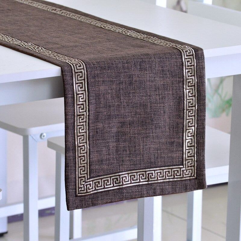 Homio Decor Dining Room Coffee (Linen) / 30x180cm Luxury Linen & Flannel Table Runner