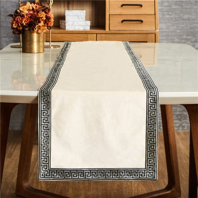 Homio Decor Dining Room Cream (Flannel) / 30x230cm Luxury Linen & Flannel Table Runner