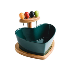 Homio Decor Dining Room Green Creative Salad Bowl With Cocktail Picks