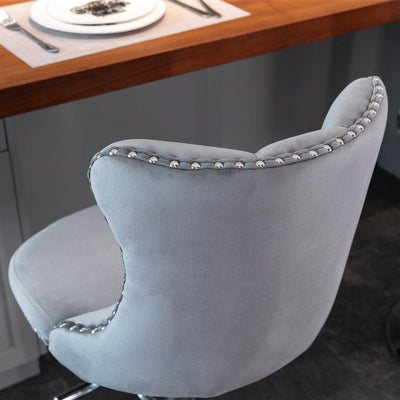 Homio Decor Dining Room Grey Button Tufted Bar Chair
